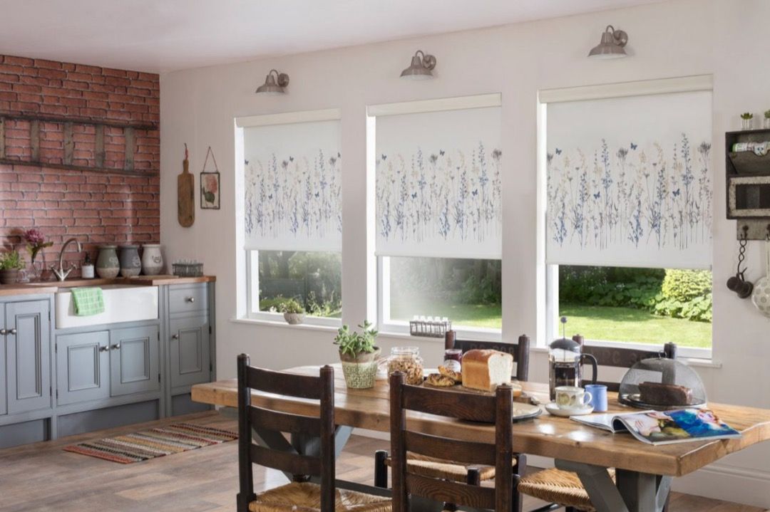 Bright kitchen with roller blinds